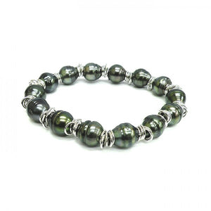 Black Tahitian Pearl Bracelet with Silver, SOLD