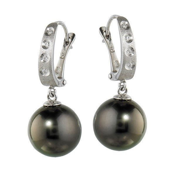 White Gold Tahitian Pearl and Diamond Earrings, SOLD
