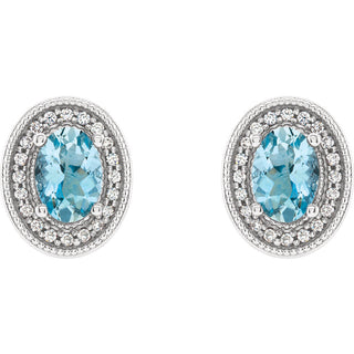 White, Yellow or Rose Gold Aqua and Diamond Earrings, SOLD