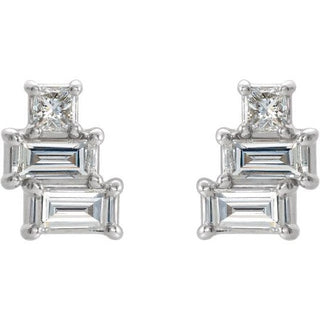 White Gold Geometric Diamond Earrings, SOLD