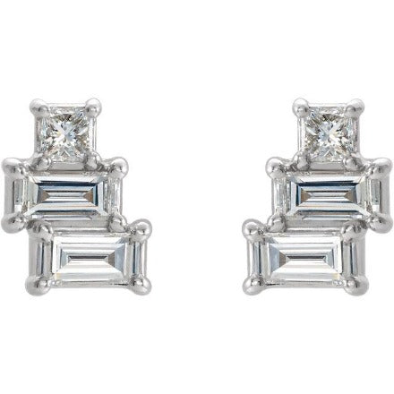 White Gold Geometric Diamond Earrings, SOLD