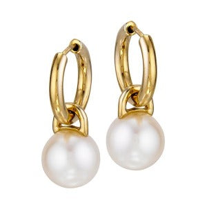 Cultured Pearl on Gold Hoop Earrings, SALE,SOLD