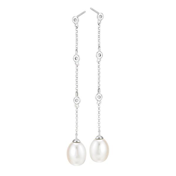 Pearl and Diamond Drop Earrings
