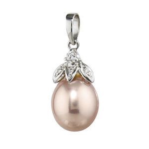 Pink Pearl and Diamond Pendant
