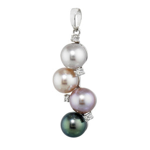 Cultured Pearl Pendant with Diamonds