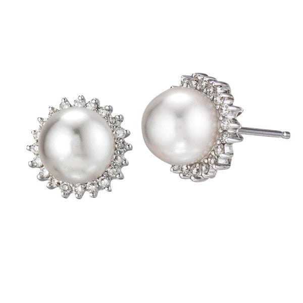 Pearl with Diamond Surround Earrings