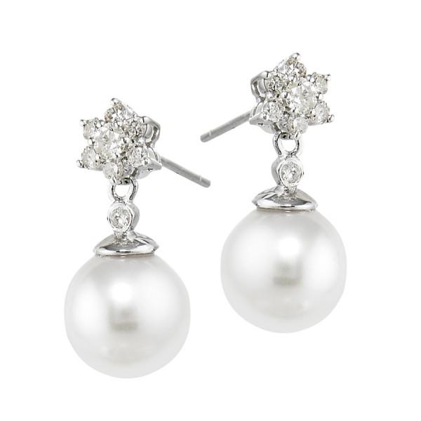 Cultured Pearl and Diamond Earrings, SALE, SOLD
